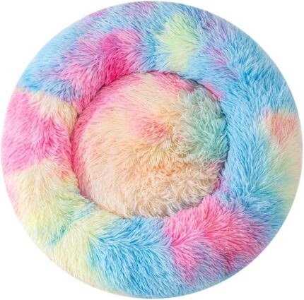 Donut Dog Bed Cat Fluffy Calming Pet Round comfortable durable